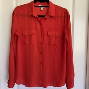 LOFT Red/Orange Blouse Elegant and Versatile